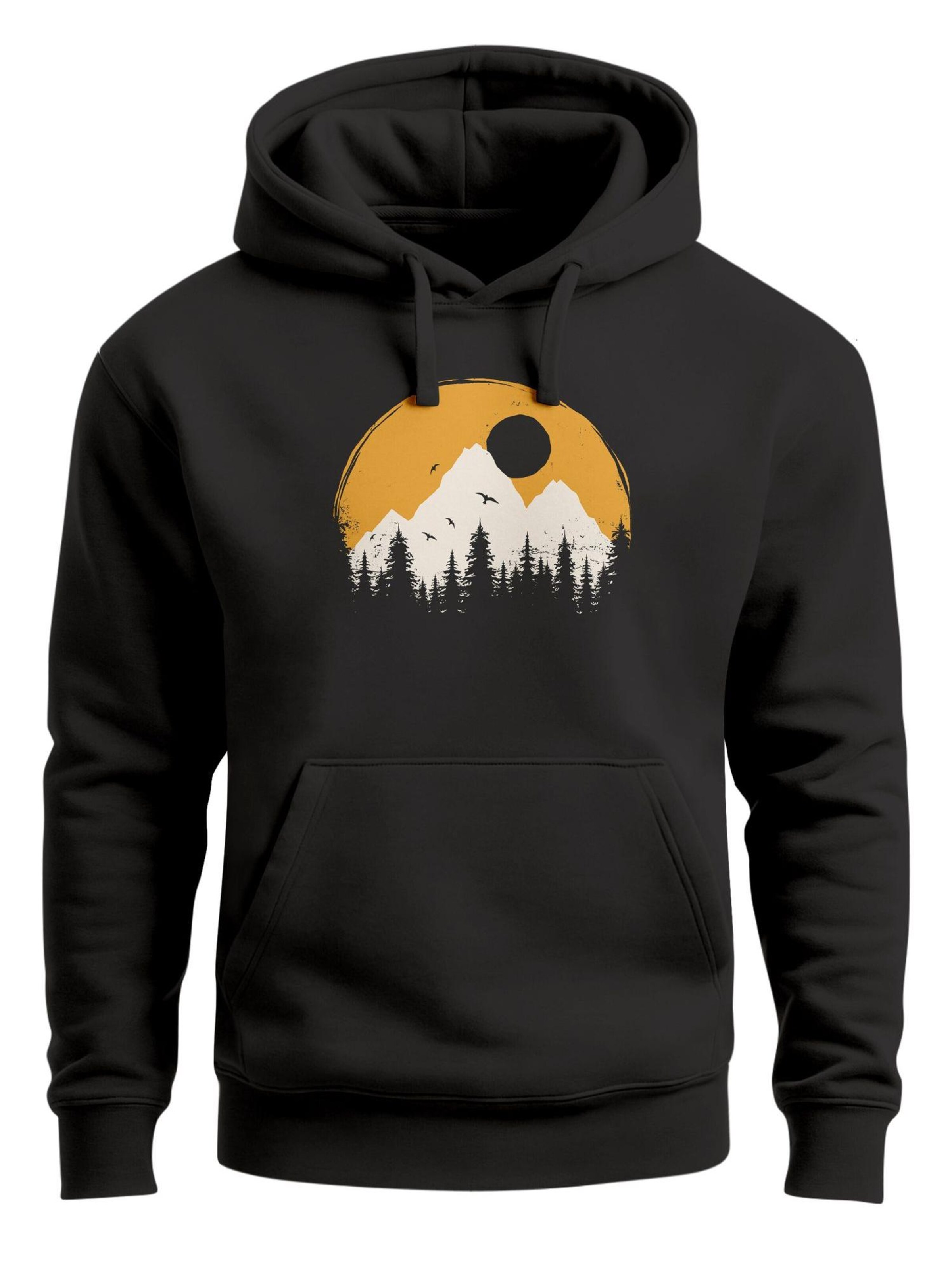 Neverless Sweatshirt 'Mountain Sun' in Black: front