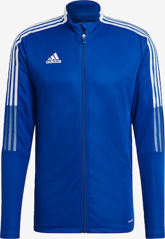 ADIDAS SPORTSWEAR Skinny Athletic Jacket 'Tiro 21' in Blue: front