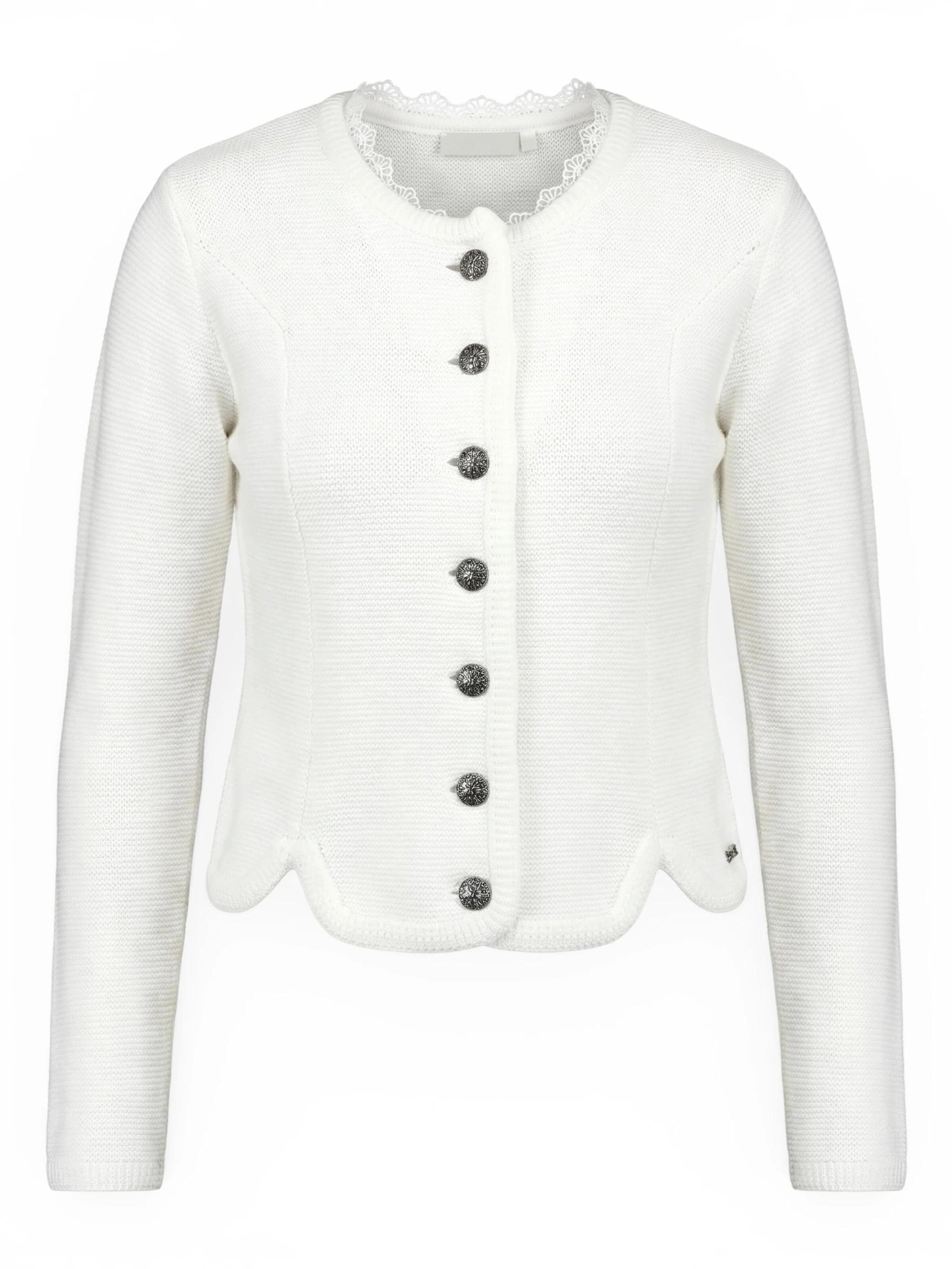 Trachtl Knitted Janker 'Trachtl Weiss' in White: front