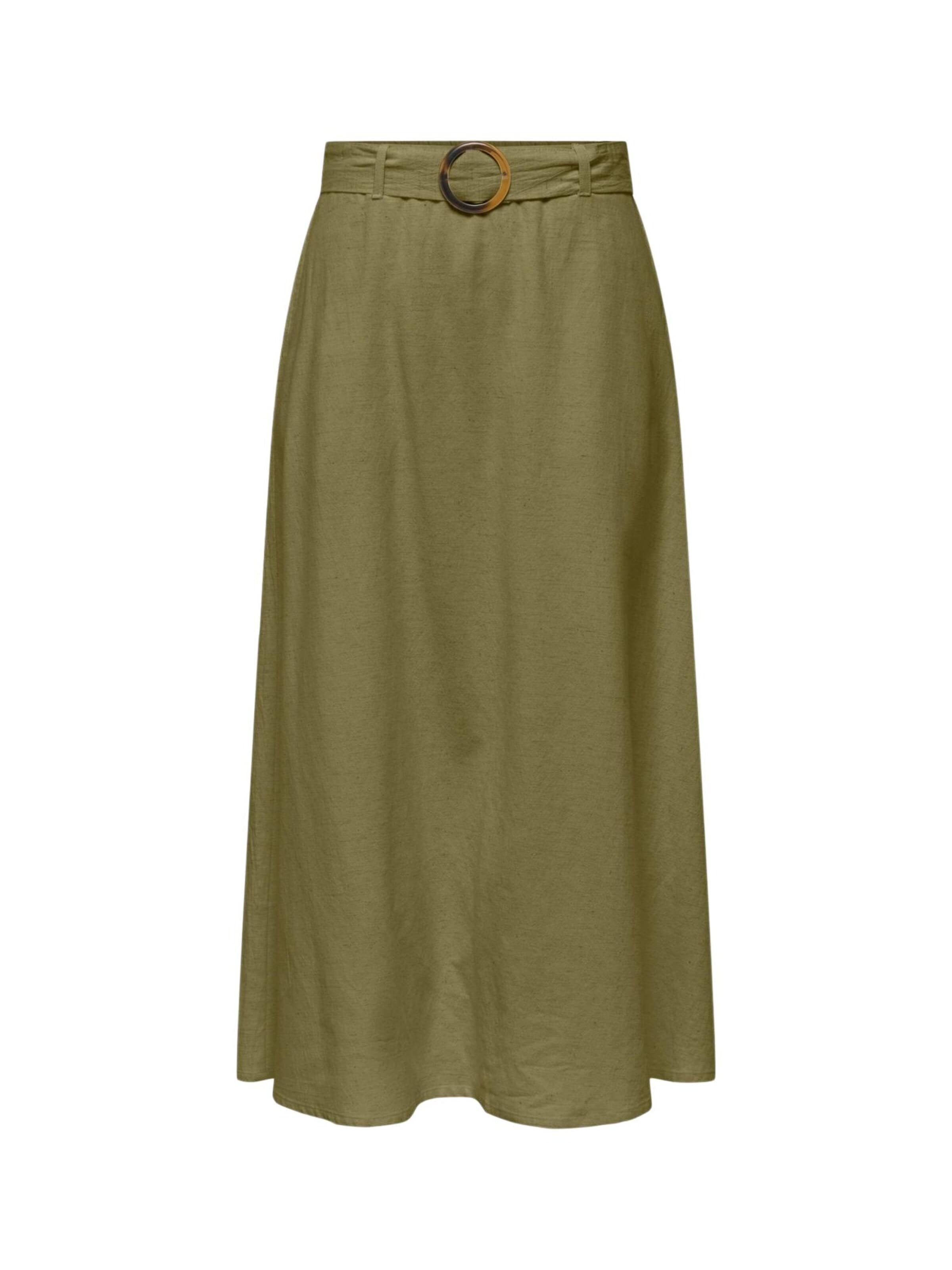 JDY Пола 'Jdymilan Linen Hw Belted Skirt Wvn Dia 15366394' в зелено: отпред