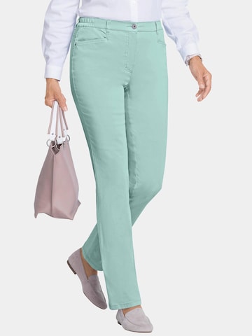 Coupe slim Pantalon 'Anna' Goldner en vert : devant