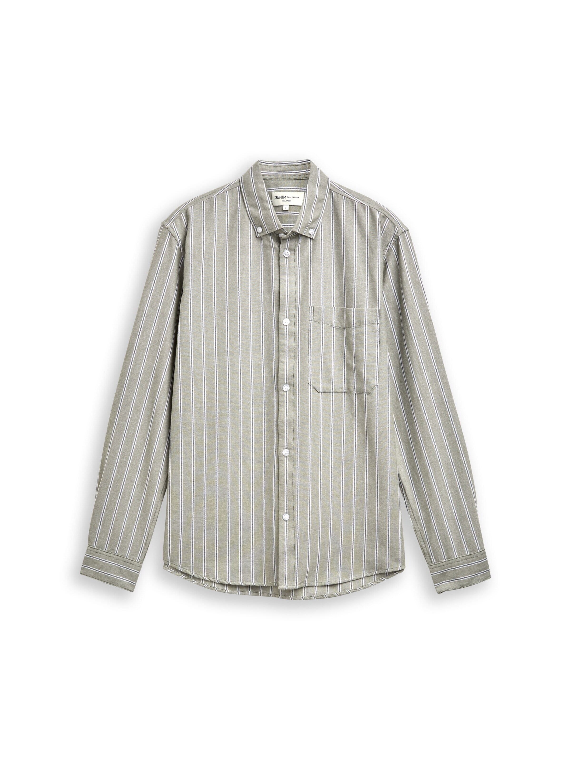 TOM TAILOR DENIM Hemd in S in beige / blau / weiß, Produktansicht