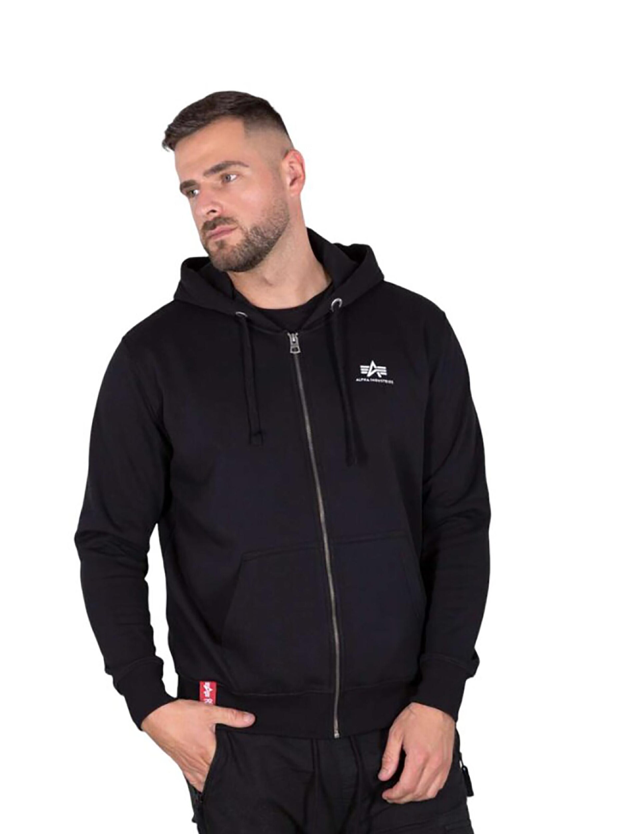 ALPHA INDUSTRIES Sweatshirt 'Basic Zip SL'‌‌‌‌‌‌‌ in Schwarz