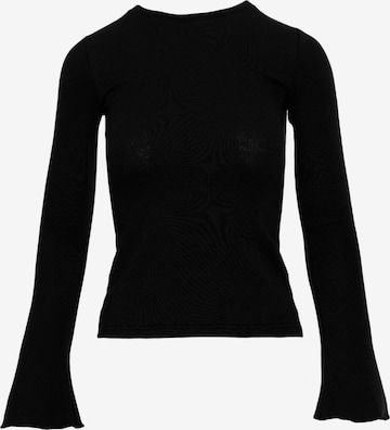 made of emotion Sweter 'Bluzka z długimi poszerzonymi rękawami' w kolorze czarny: przód