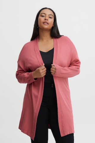 Fransa Curve Knit Cardigan 'BLUME' in Pink: front