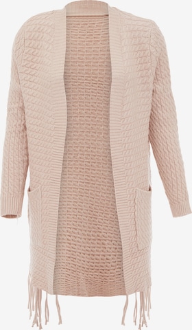 isha Knit Cardigan in Beige: front