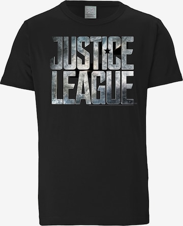 LOGOSHIRT Shirt 'Justice League Movie' in Zwart: voorkant