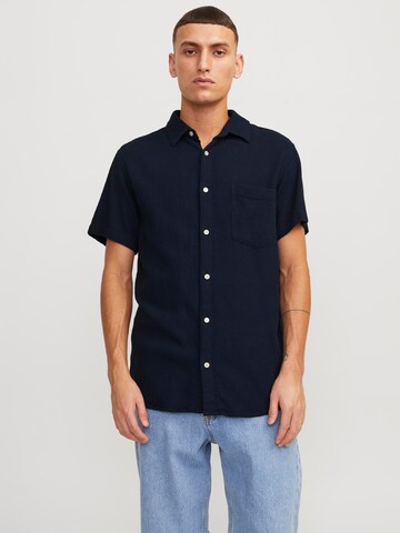 Coupe regular Chemise 'Tampa Dobby' JACK & JONES en bleu : devant