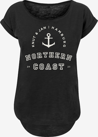 F4NT4STIC Shirt 'Northern Coast Nordsee Knut & Jan Hamburg' in Zwart: voorkant