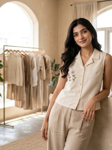 smėlio Reich Couture Palaidinė 'Ivory Cotton Blouse'