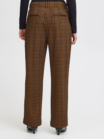 ICHI Loose fit Pleat-front trousers in Brown