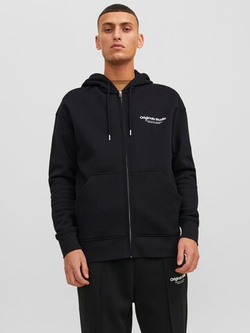 JACK & JONES Zip-Up Hoodie 'Vesterbro' in Black: front