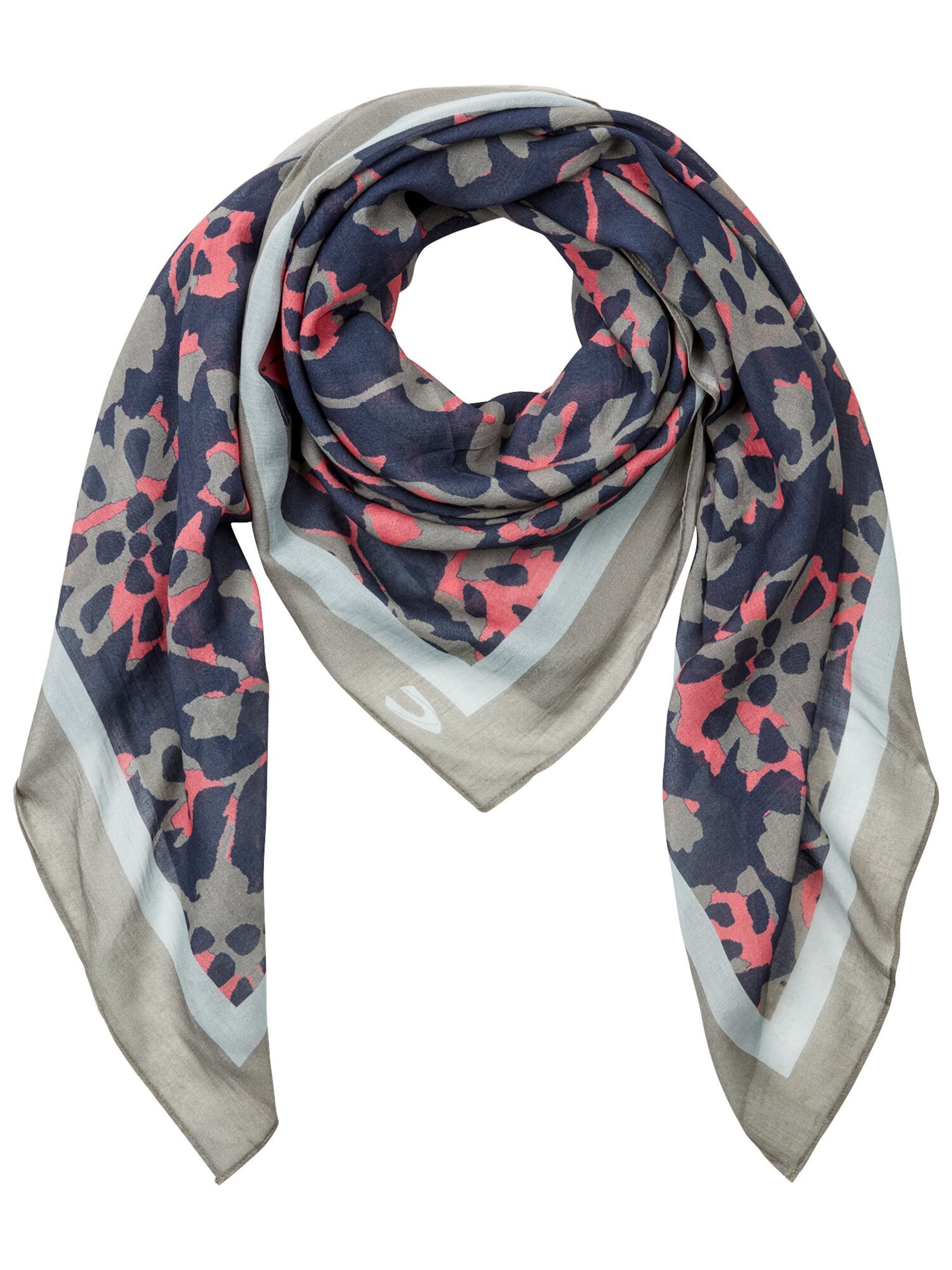 CAMEL ACTIVE Gemusterter Schal aus einer Baumwollmischung in Blau: Vorderseite