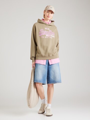 Superdry Sweatshirt 'RHINESTONE' in Groen