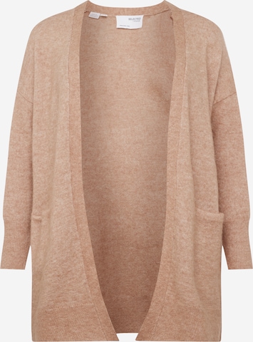 Cardigan 'LULU' Selected Femme Curve en beige : devant