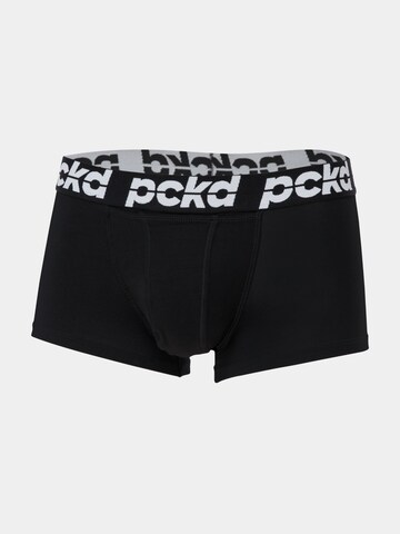 pckd – underwear done right. Boxer shorts 'Deep Lake' in Black: front