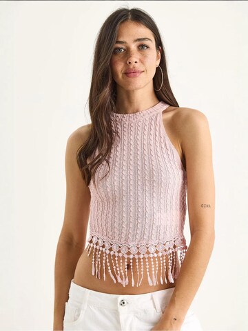 Top in maglia di Bianco Lucci in rosa: frontale