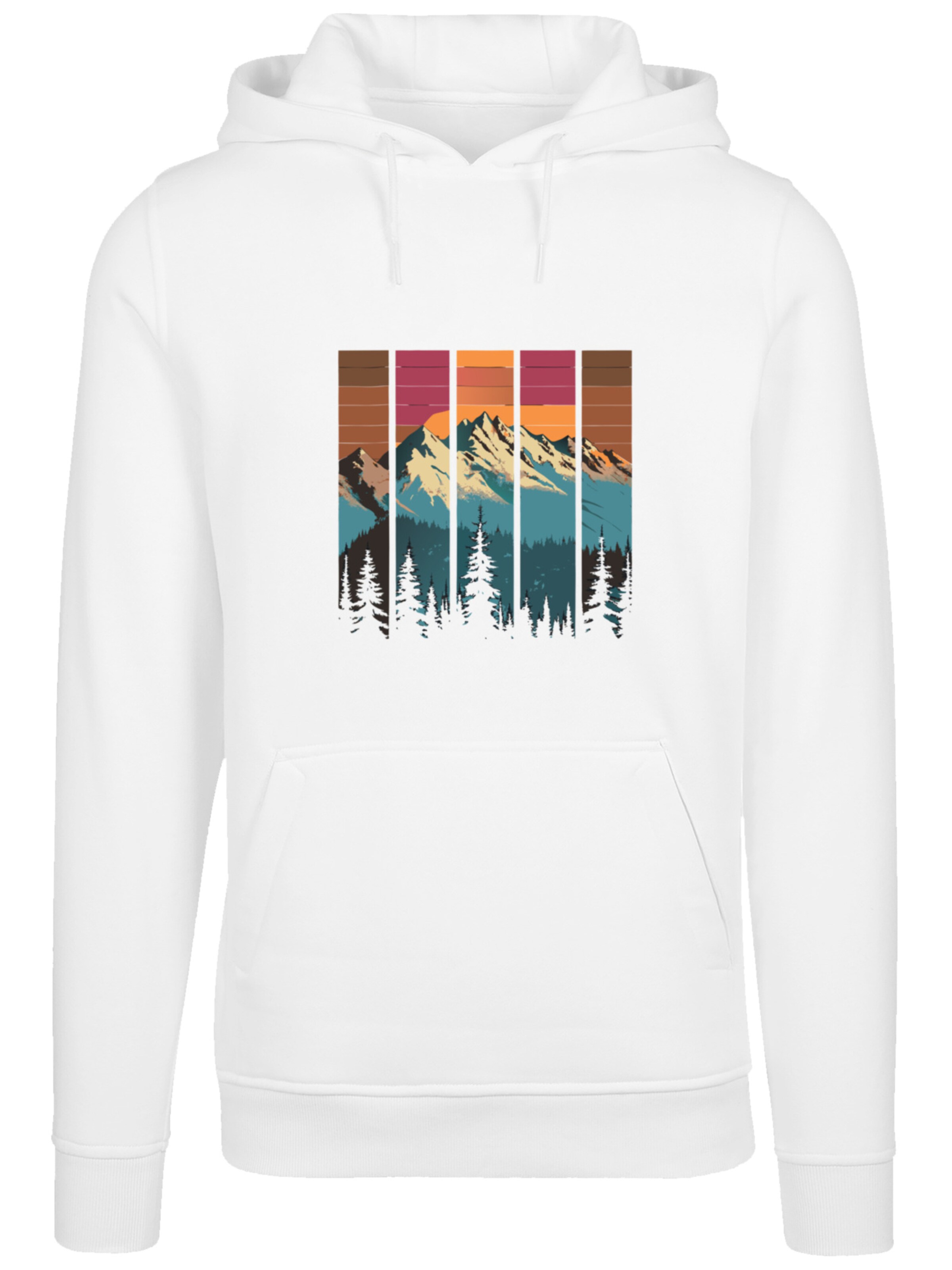 F4NT4STIC Sweatshirt 'Berg Sonnenuntergang Retro' in White: front