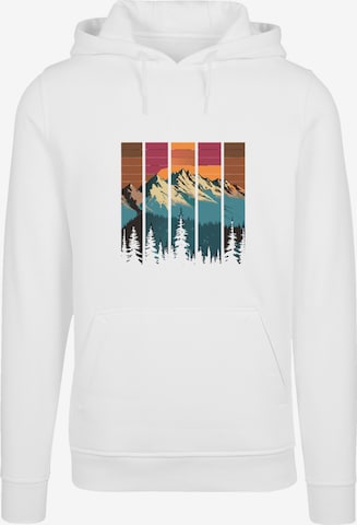 F4NT4STIC Sweatshirt 'Berg Sonnenuntergang Retro' in Weiß: Vorderseite