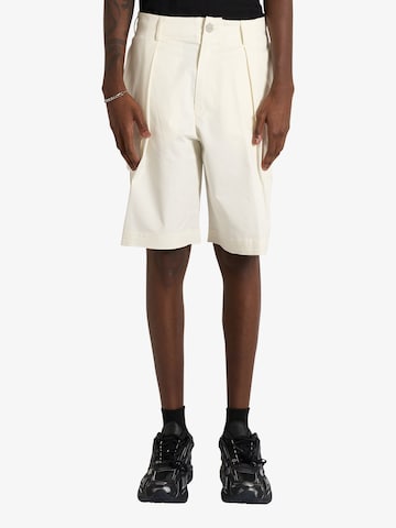 DARK LABEL Regular Pleat-Front Pants in Beige: front