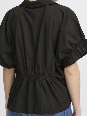 ICHI Bluse mit Puffärmeln in Schwarz