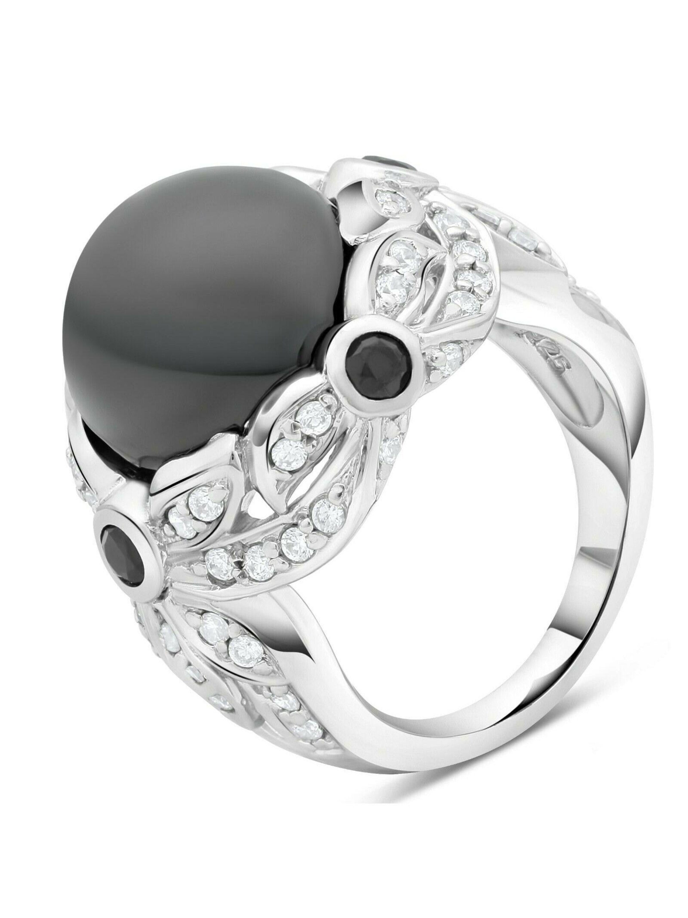 Tony Fein Ring 'Solitär Onyx' in Silver: front