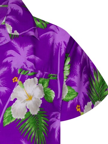 King Kameha Regular fit Button Up Shirt 'Small Flower' in Purple