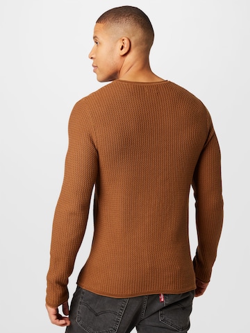 JACK & JONES Regularny krój Sweter 'CARLOS' w kolorze brązowy