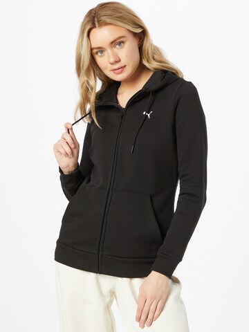 PUMA - Sudadera con cremallera deportiva 'Essential' en negro: frente