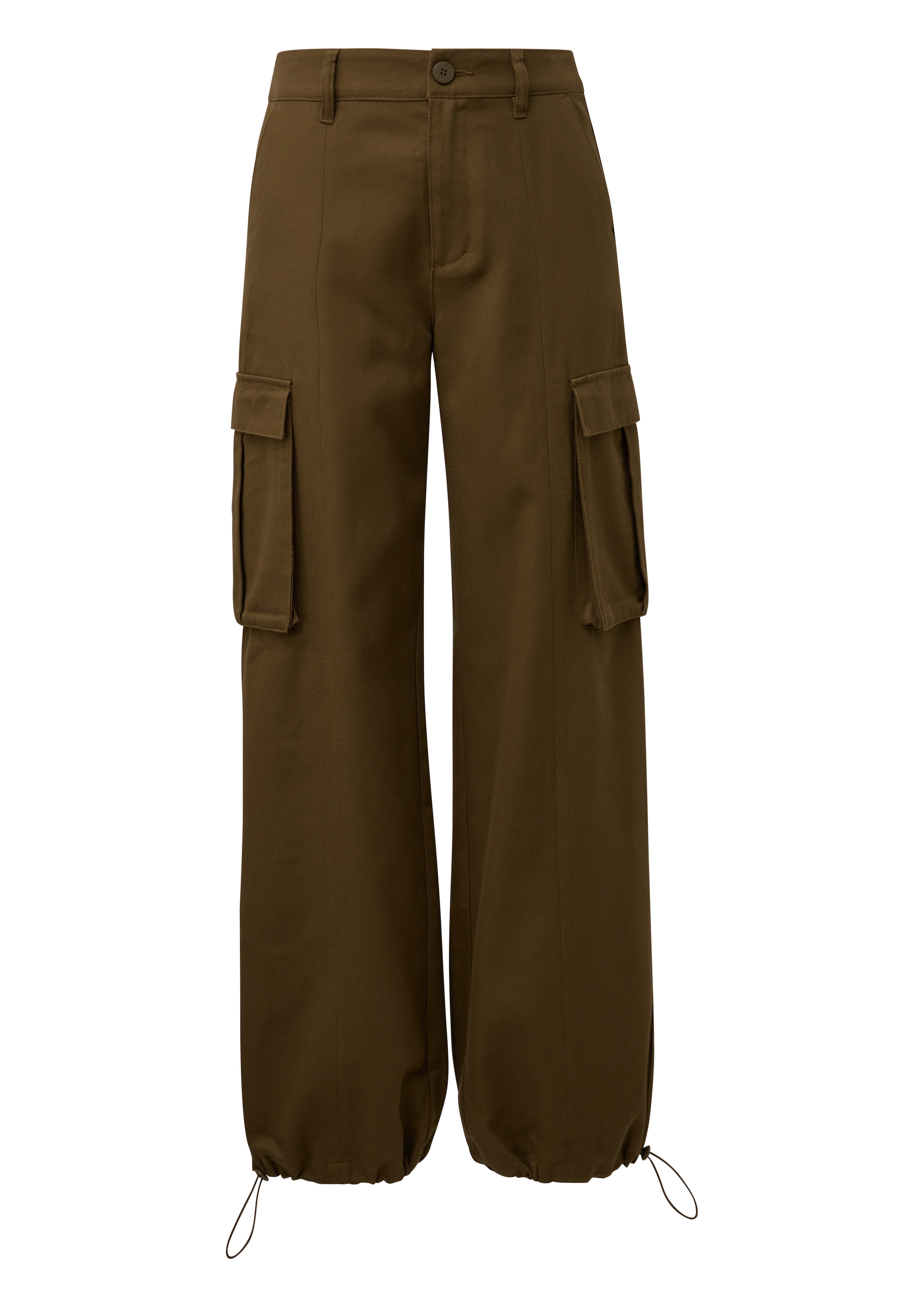 QS Wide Leg Cargohose in Braun: Vorderseite