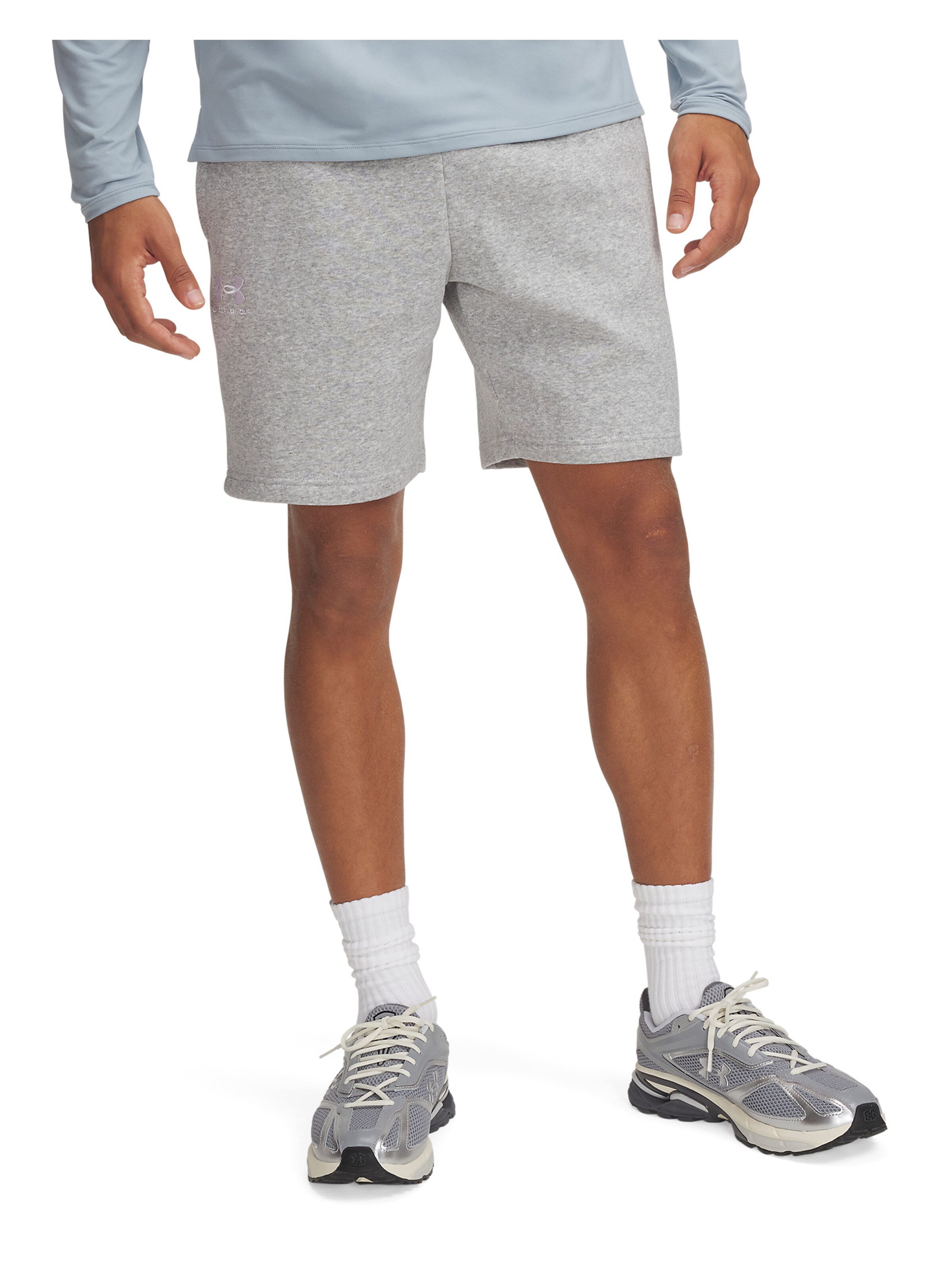 UNDER ARMOUR Loosefit Sportbroek 'Essential' in Grijs: voorkant