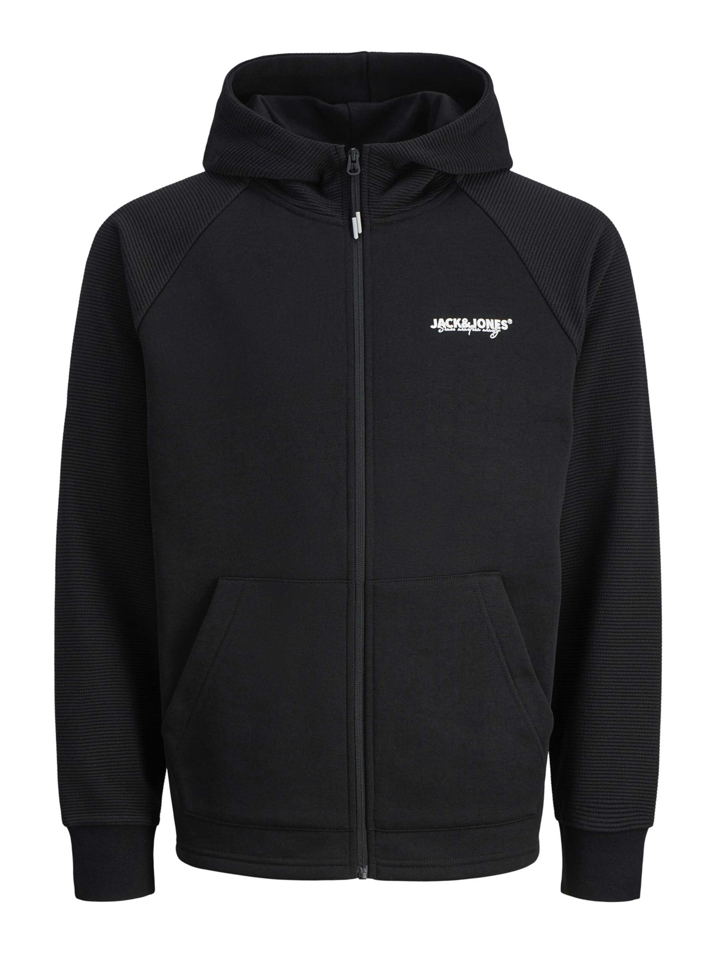 JACK & JONES - Sudadera con cremallera 'Thatcher' en negro: frente