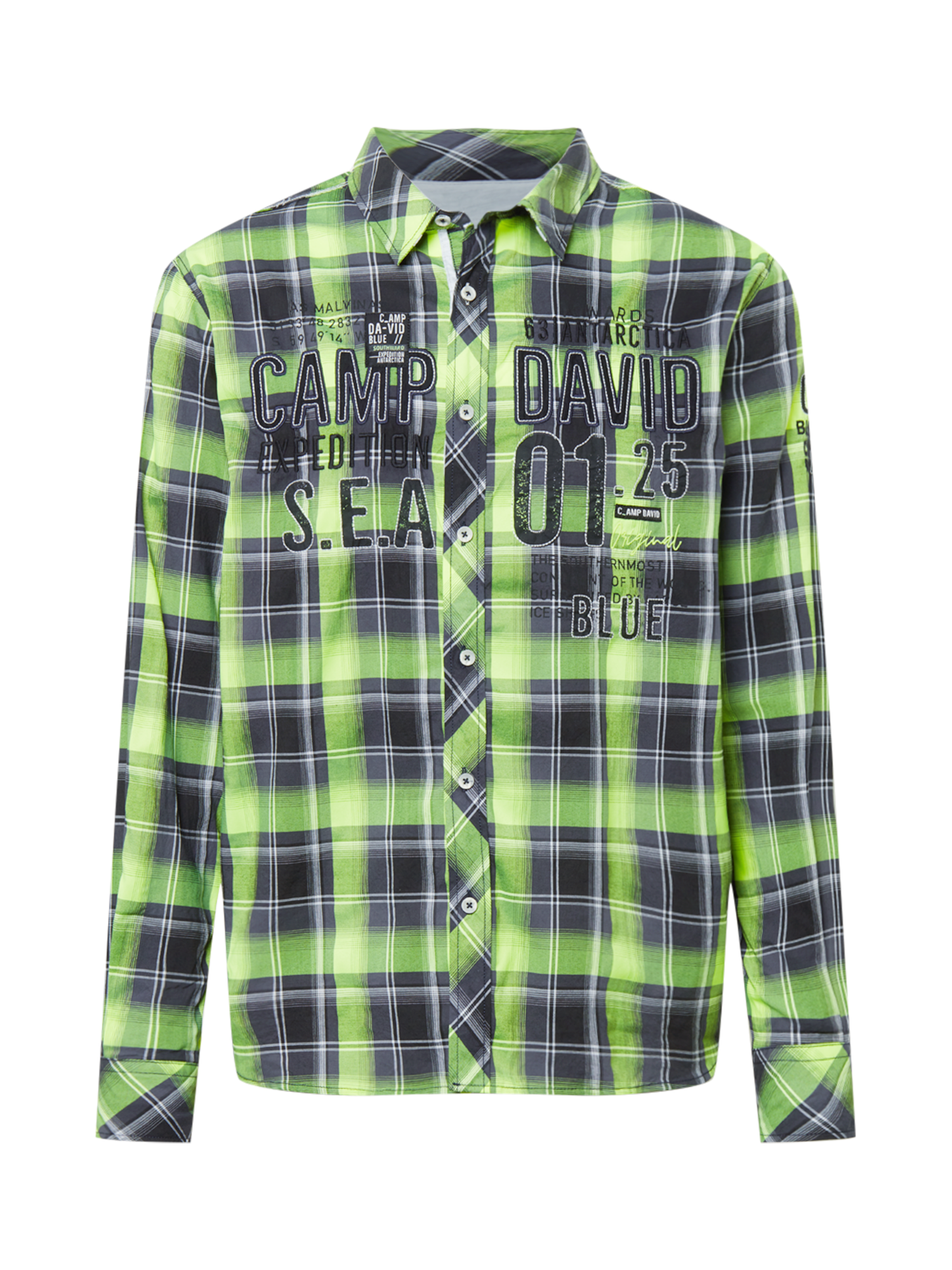 Uomo Taglie forti CAMP DAVID Camicia in Verde Neon, Mela 