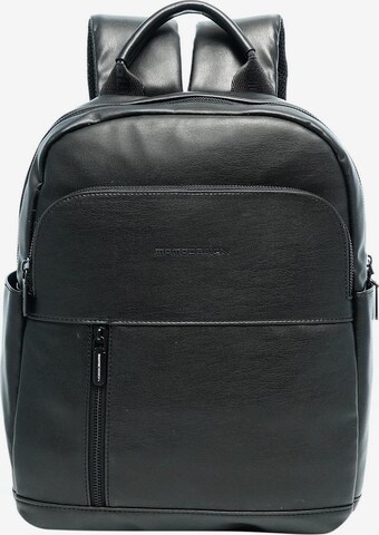 Zaino 'Zaino Uomo Ecopelle con Tasche Zip - Momo Design 21x30 cm' di Momo Design in nero: frontale