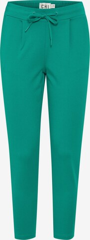 Coupe slim Pantalon 'Kate' ICHI en vert : devant