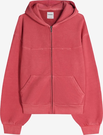 Bershka Sweat jacket in Red: front