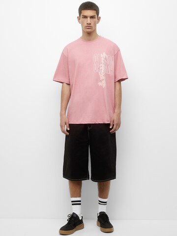 Pull&Bear Koszulka w kolorze różowy