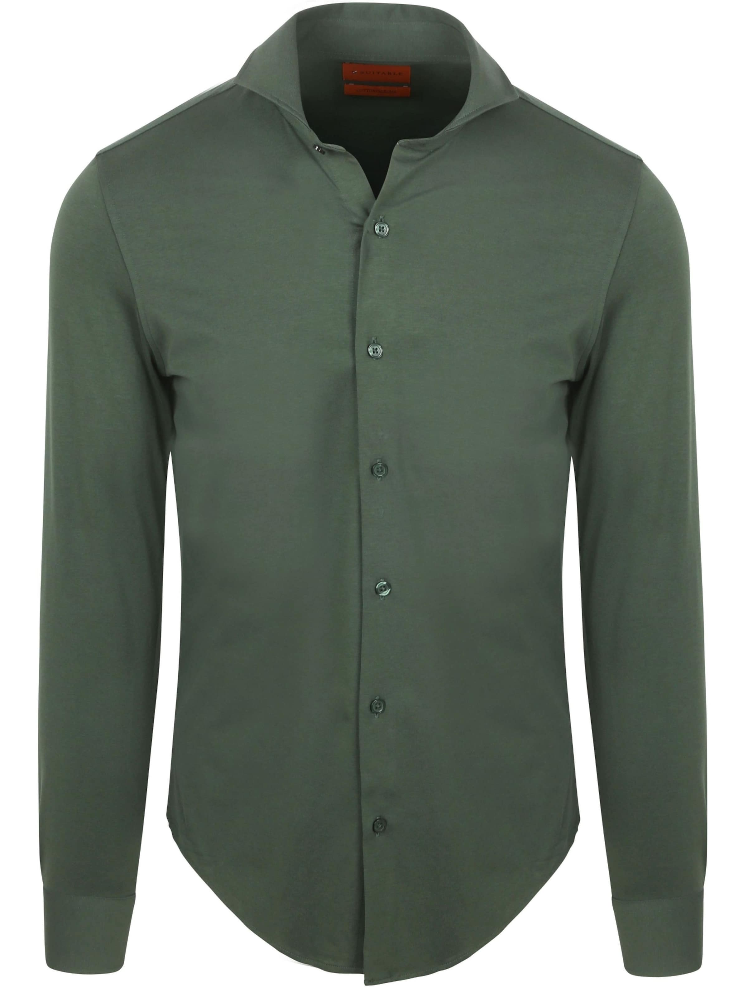 Suitable Slim fit Button Up Shirt in Green