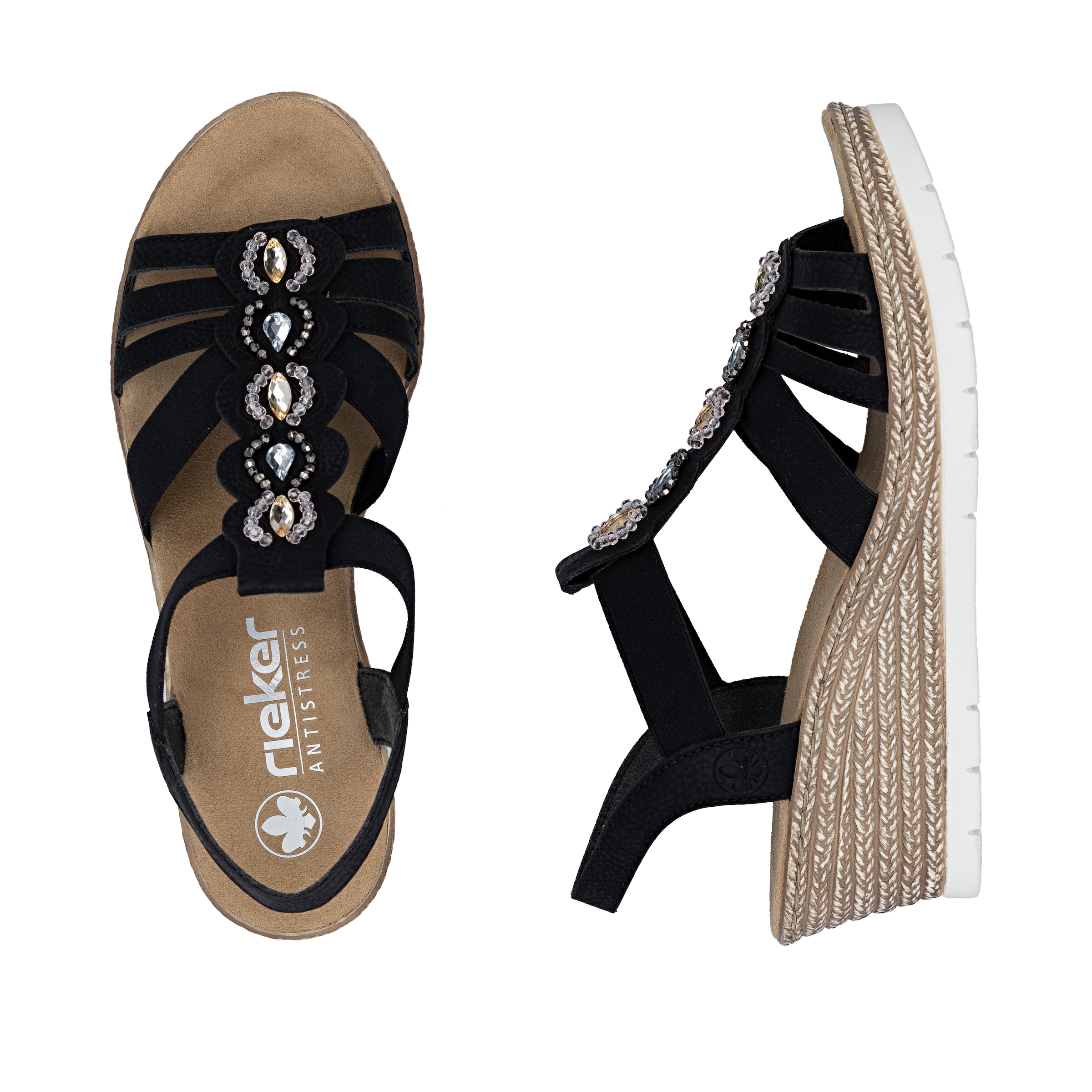 Sandales à lanières '619B2' Rieker en noir