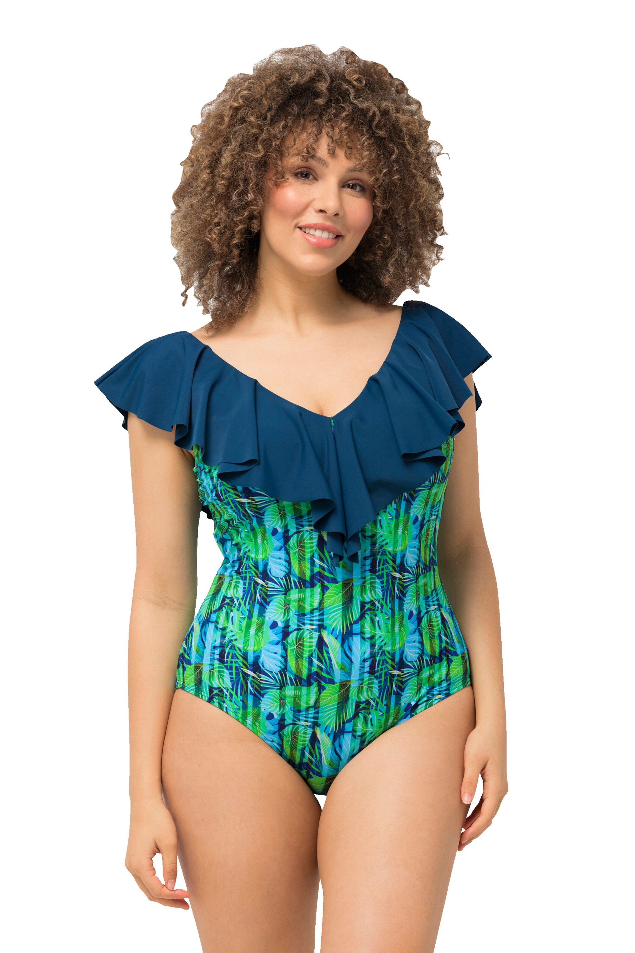 Ulla Popken Bustier Badpak in Groen: voorkant