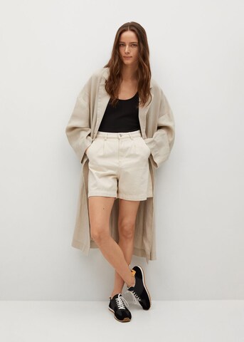 MANGO Between-Seasons Coat 'Stripes' in Beige