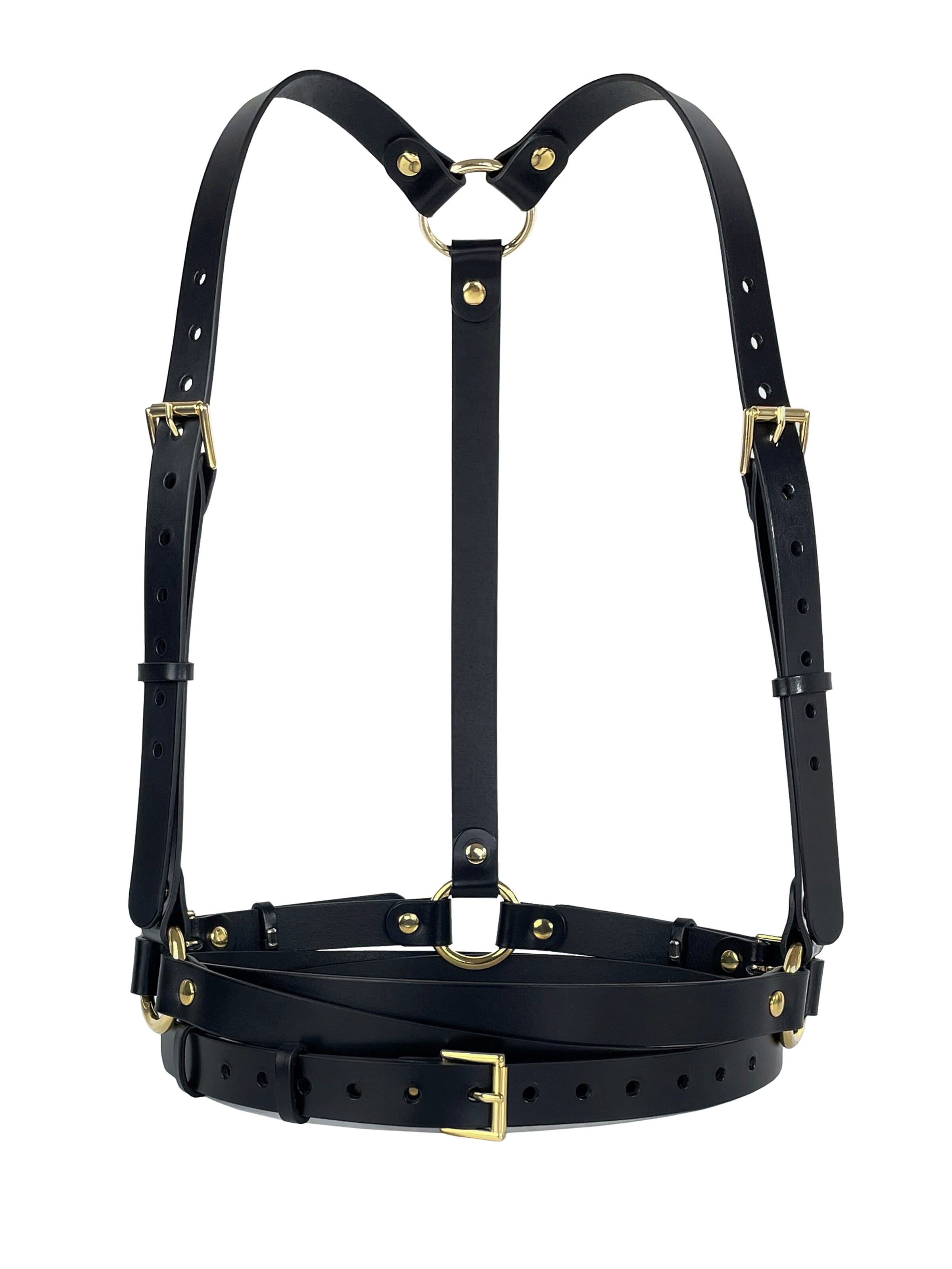 Haute Cuir Belt 'Double Belt Harness' in Black: front