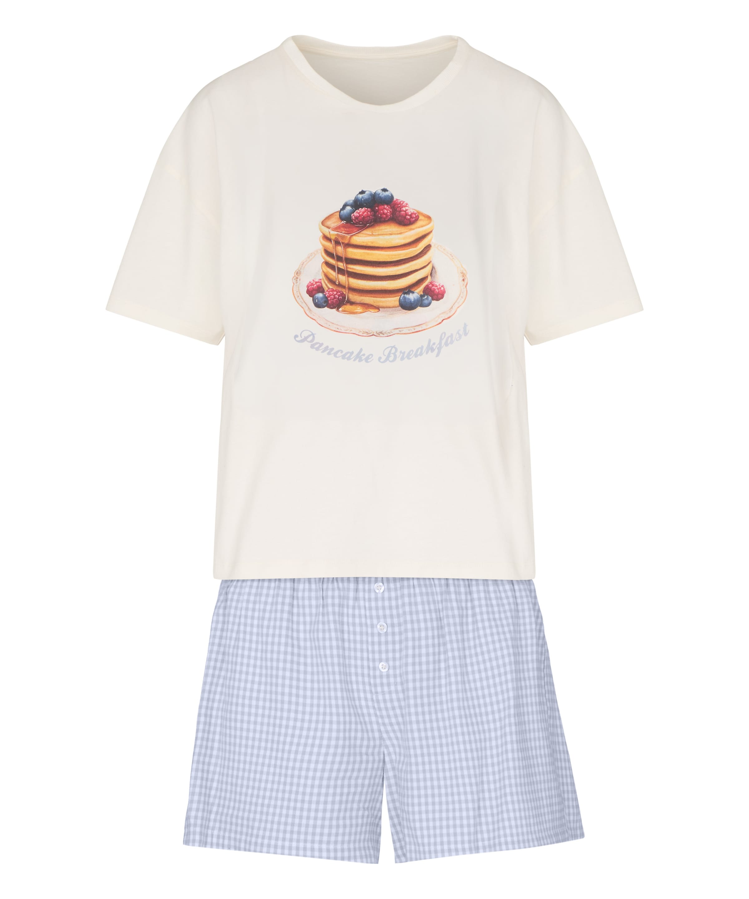 Hunkemöller Korte pyjama in Wit: voorkant