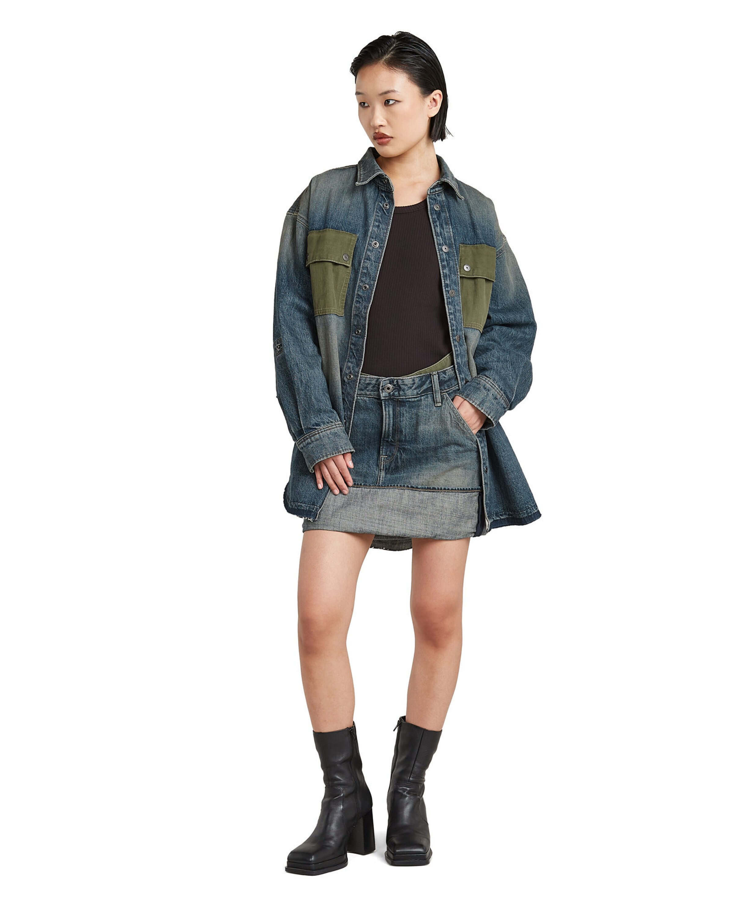 Jupe 'Hybrid Turn-up Mini Skirt' G-STAR en bleu