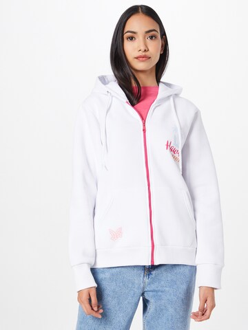 Zwillingsherz Zip-Up Hoodie 'Sarina' in White: front