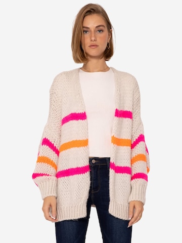 SASSYCLASSY Oversized cardigan in Beige: front