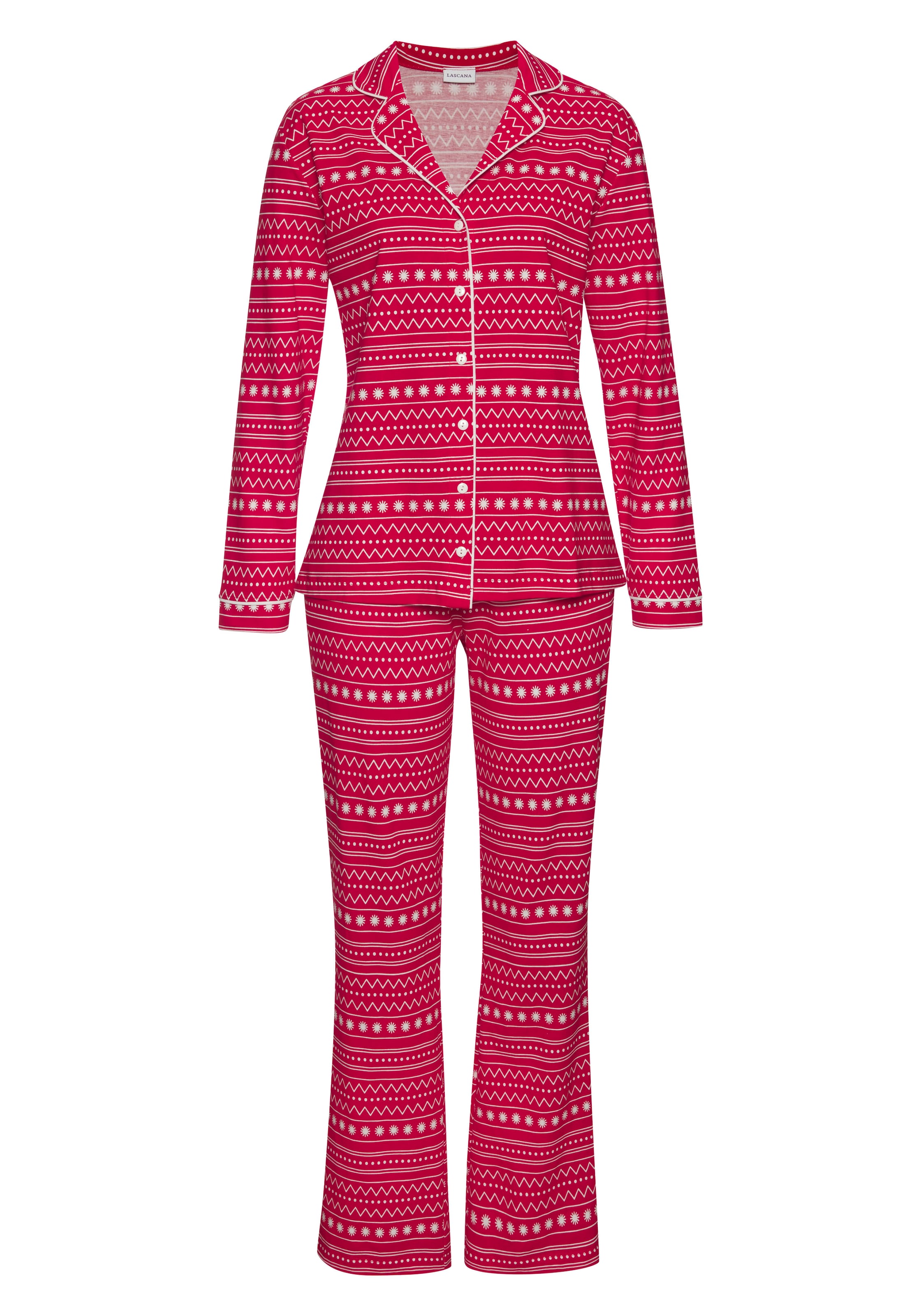 LASCANA Pajama 'XMas Dog Classic' in Red: front