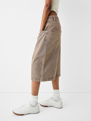 Bershka Wide leg Broek in Beige