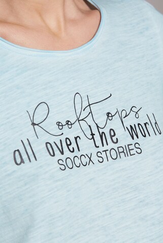 Soccx T-Shirt im Used Look mit Label Prints in Blau