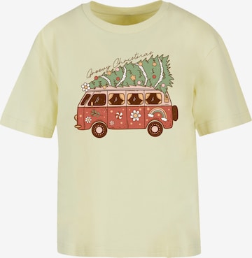 F4NT4STIC Shirt 'Groovy Christmas Camper Van' in Yellow: front